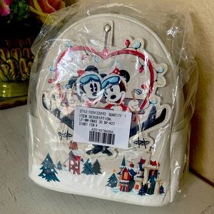 Loungefly Disney Parks Mickey and Minnie Mouse Holiday Mini Backpack - Christmas